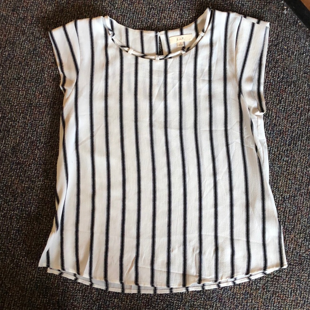 Black and white striped blouse